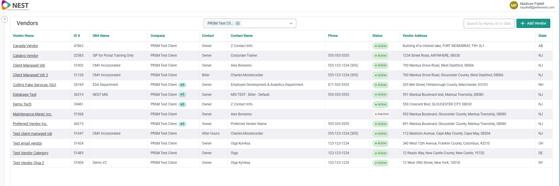 Client Managed Vendor List 4.16.26