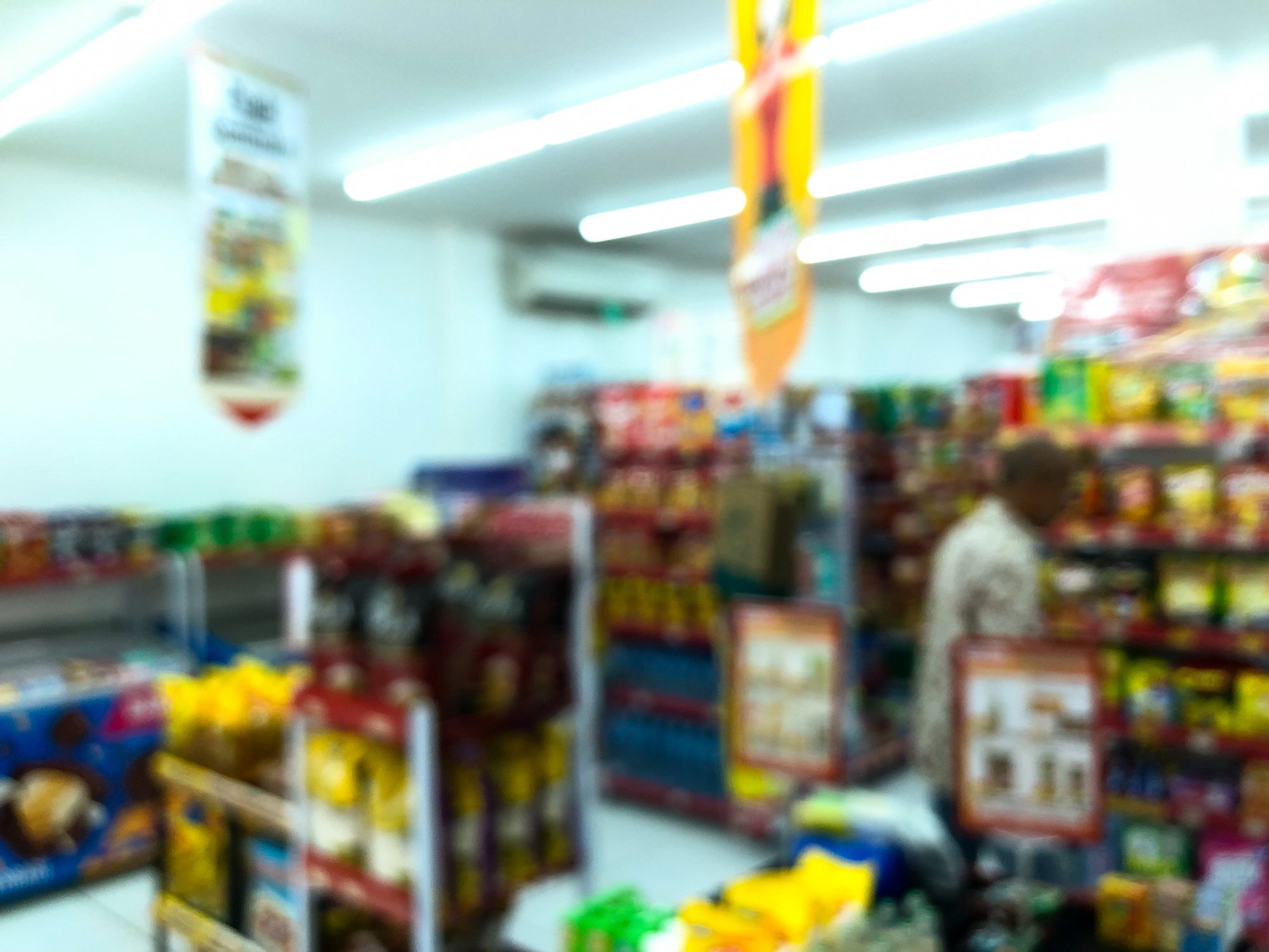 convenience store shelves blurred out