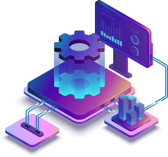 Illustration of gears powering technology